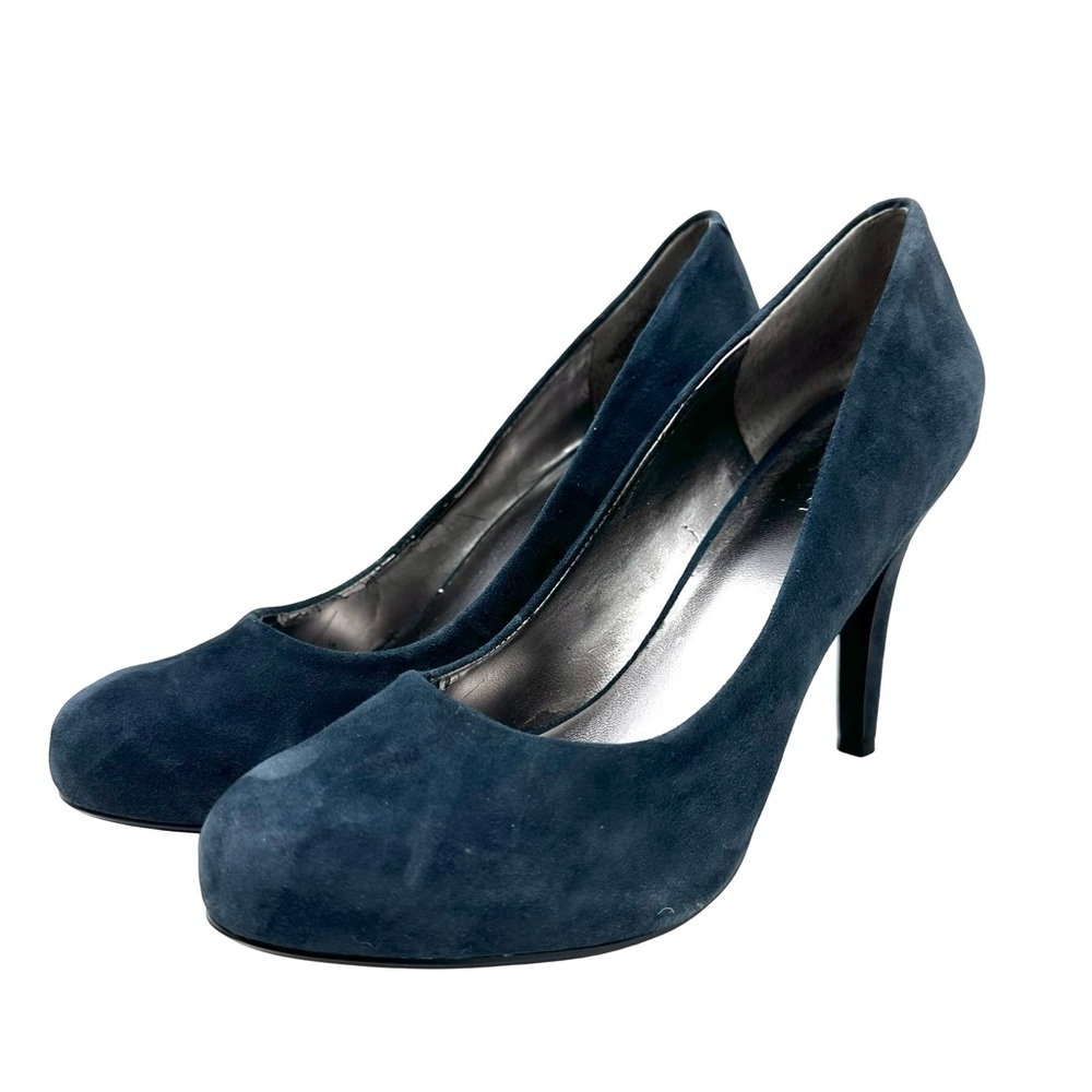 Nine West Women’s Enhancingo Dark Navy Blue Suede 4” Heels Pumps size 8.5